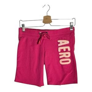 Aeropostale Womens Pink Logo Spellout Sweat Shorts Y2K 2009 Mall Girl Lounge XS